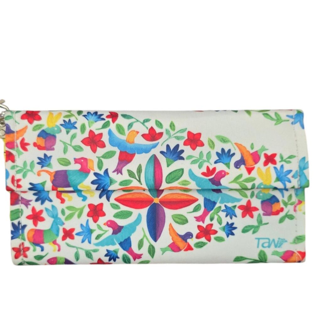 TAWI Mexican Art Otomi Print Wristlet Wallet Clutch NWOT Colorful